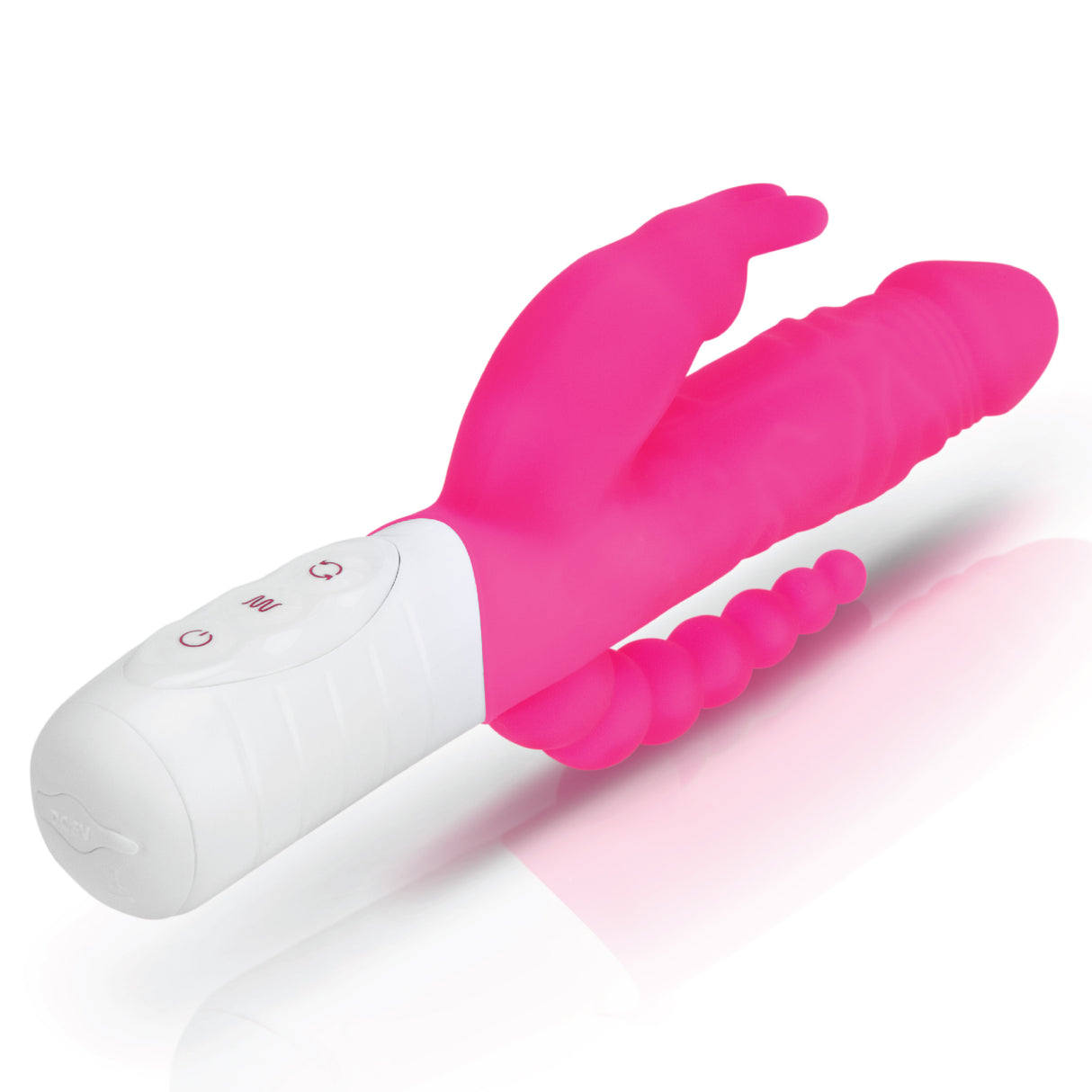 Slim Realistic Double Penetration Rabbit Vibrator with Rotating Beads