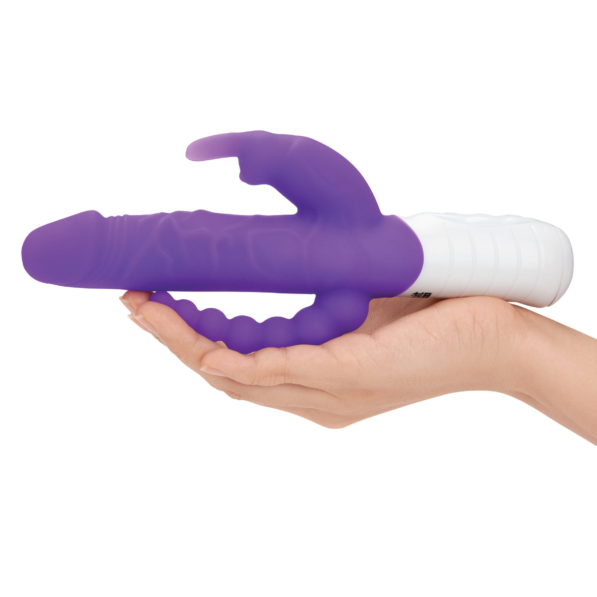 Slim Realistic Double Penetration Rabbit Vibrator with Rotating Beads