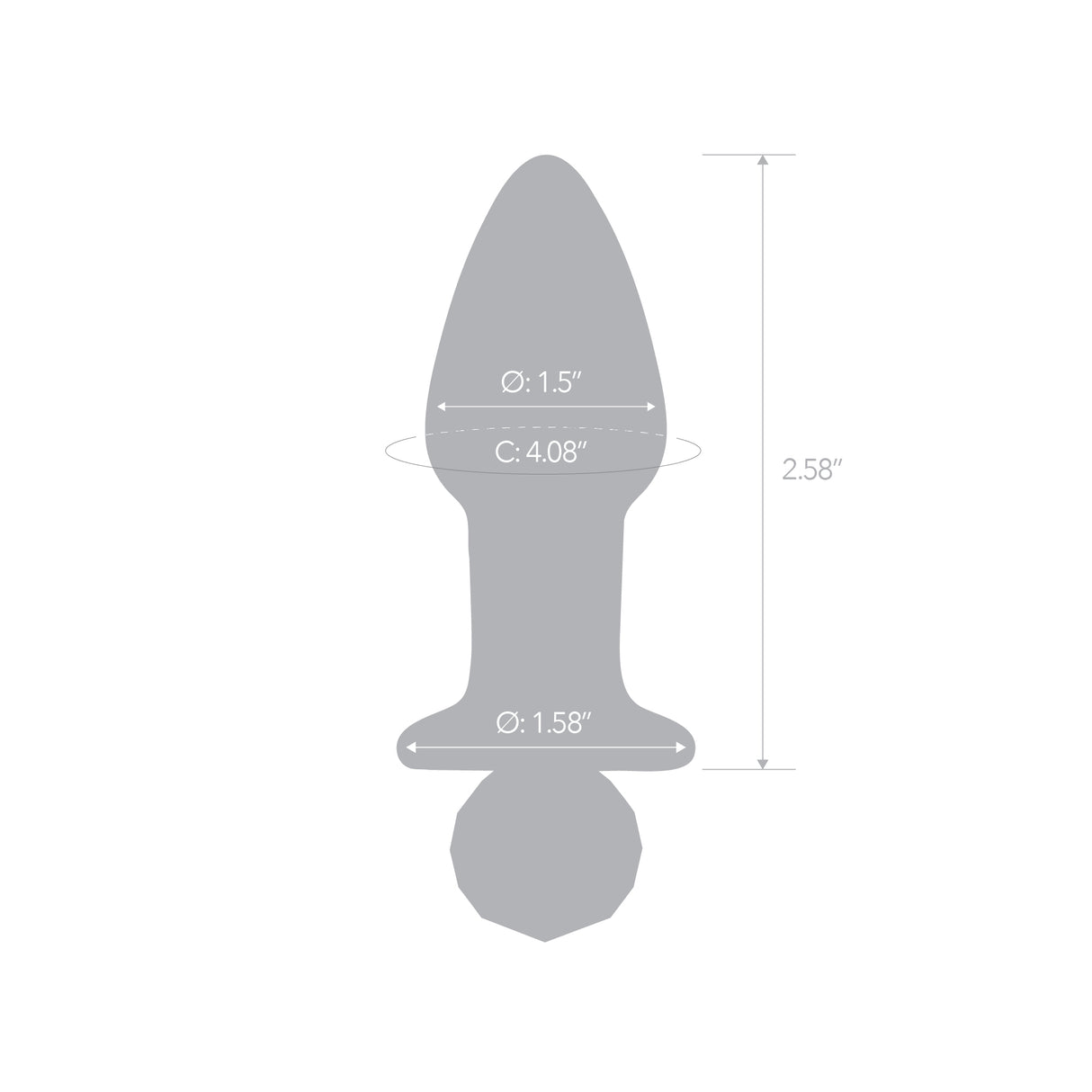Scale Reference: Architectural silhouette of the 4.95" Crystal Twinkle Plug displaying exact dimension measurements.


