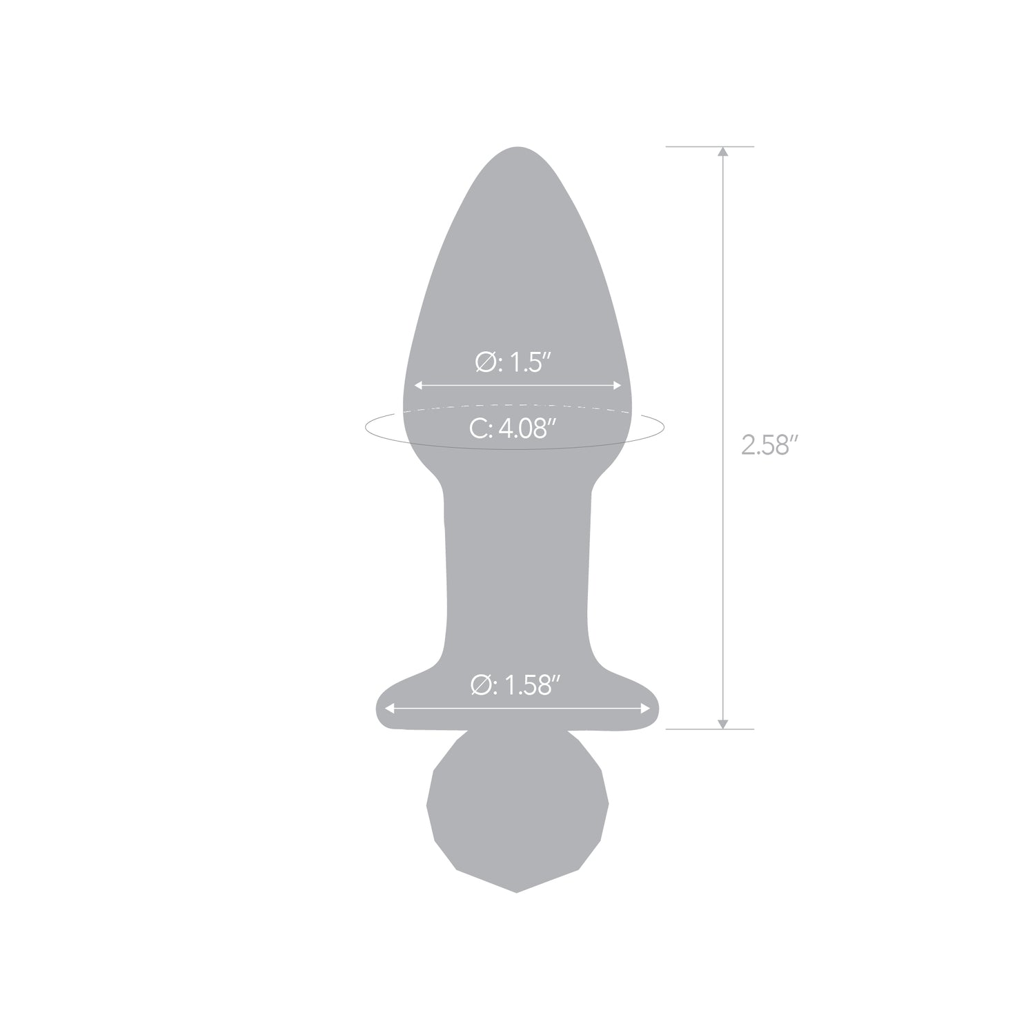 Scale Reference: Architectural silhouette of the 4.95" Crystal Twinkle Plug displaying exact dimension measurements.

