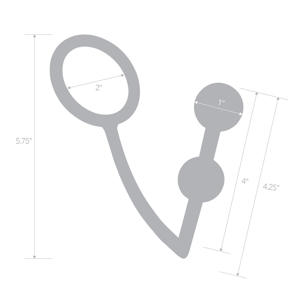 2 Bead Stainless Steel Anal Hook & Cock Ring