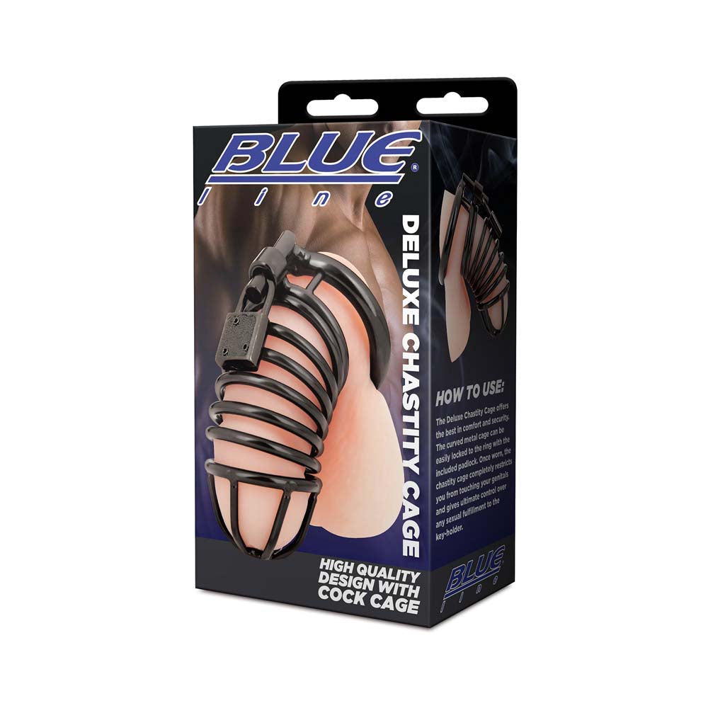 Blue Line Men Deluxe Chastity Cock Cage with Lock