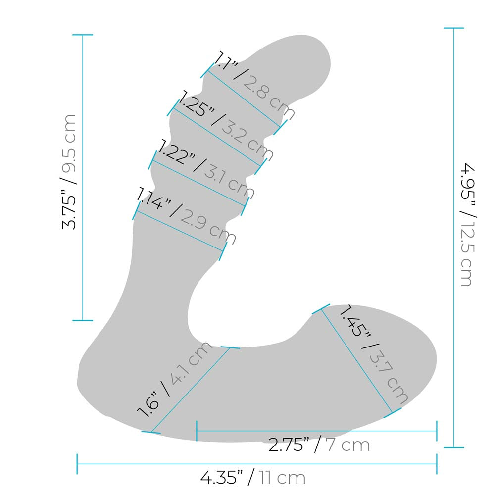 Size and measurements of the Blue Line Prodder - Sphincter Training Remote Controlled Prostate Stimulator