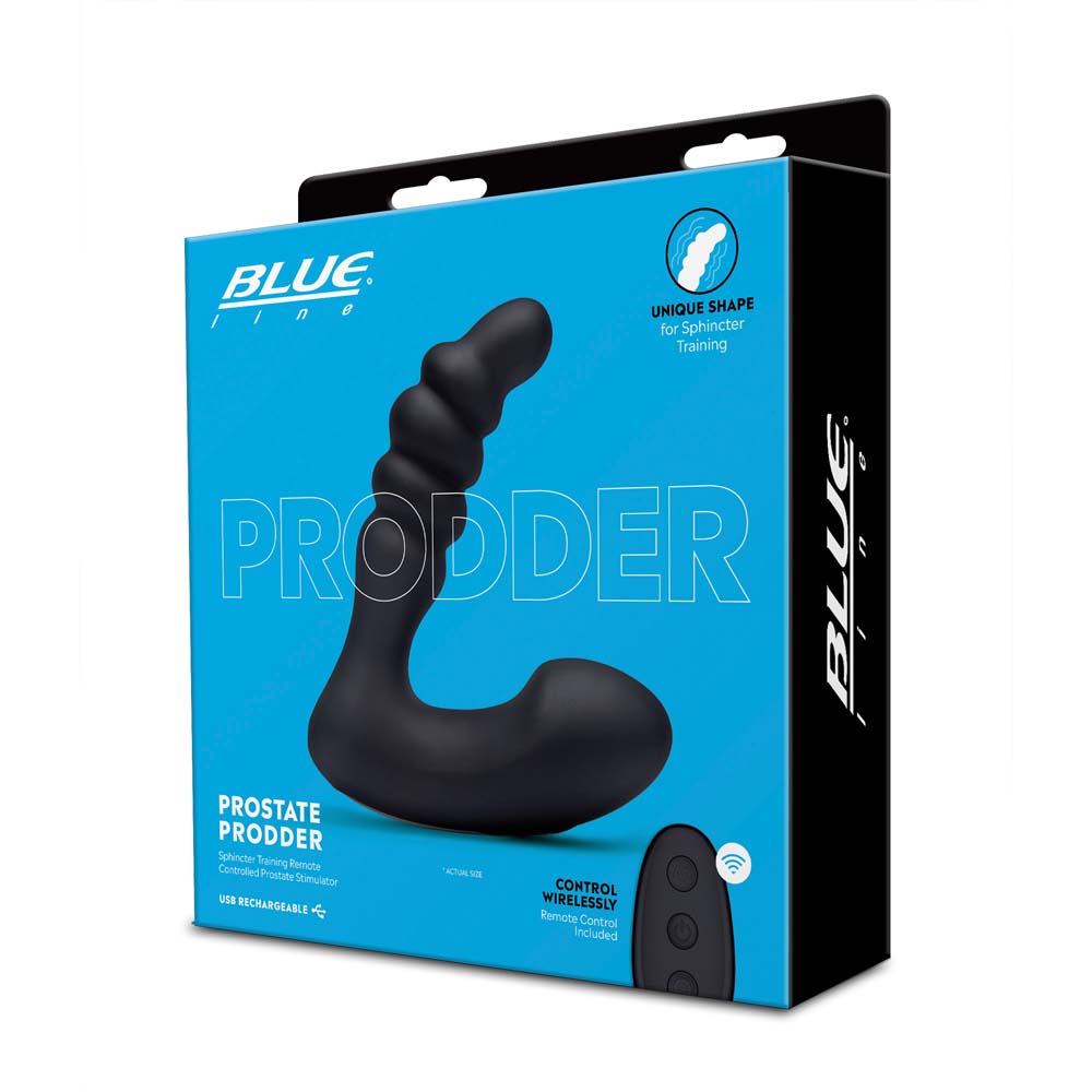 Packaging of the Blue Line Prodder - Sphincter Training Remote Controlled Prostate Stimulator