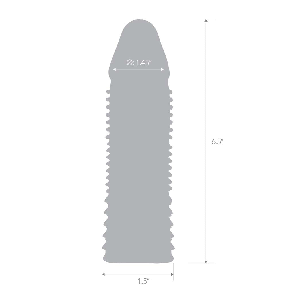 Size and measurements of the Blue Line 6.5" Triple Sensation Penis Enhancing Sleeve Extension