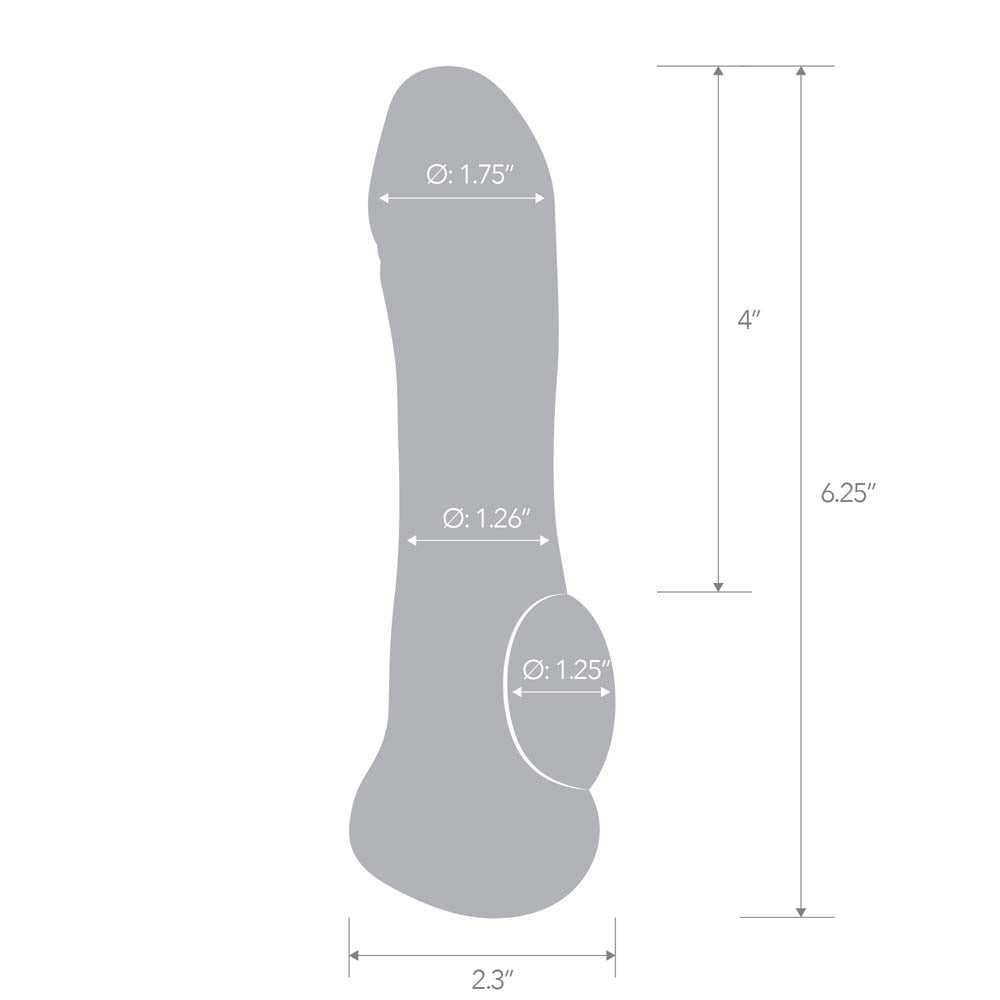 Size and measurements of the Blue Line 6.25" Transparent Penis Enhancing Sleeve Extension