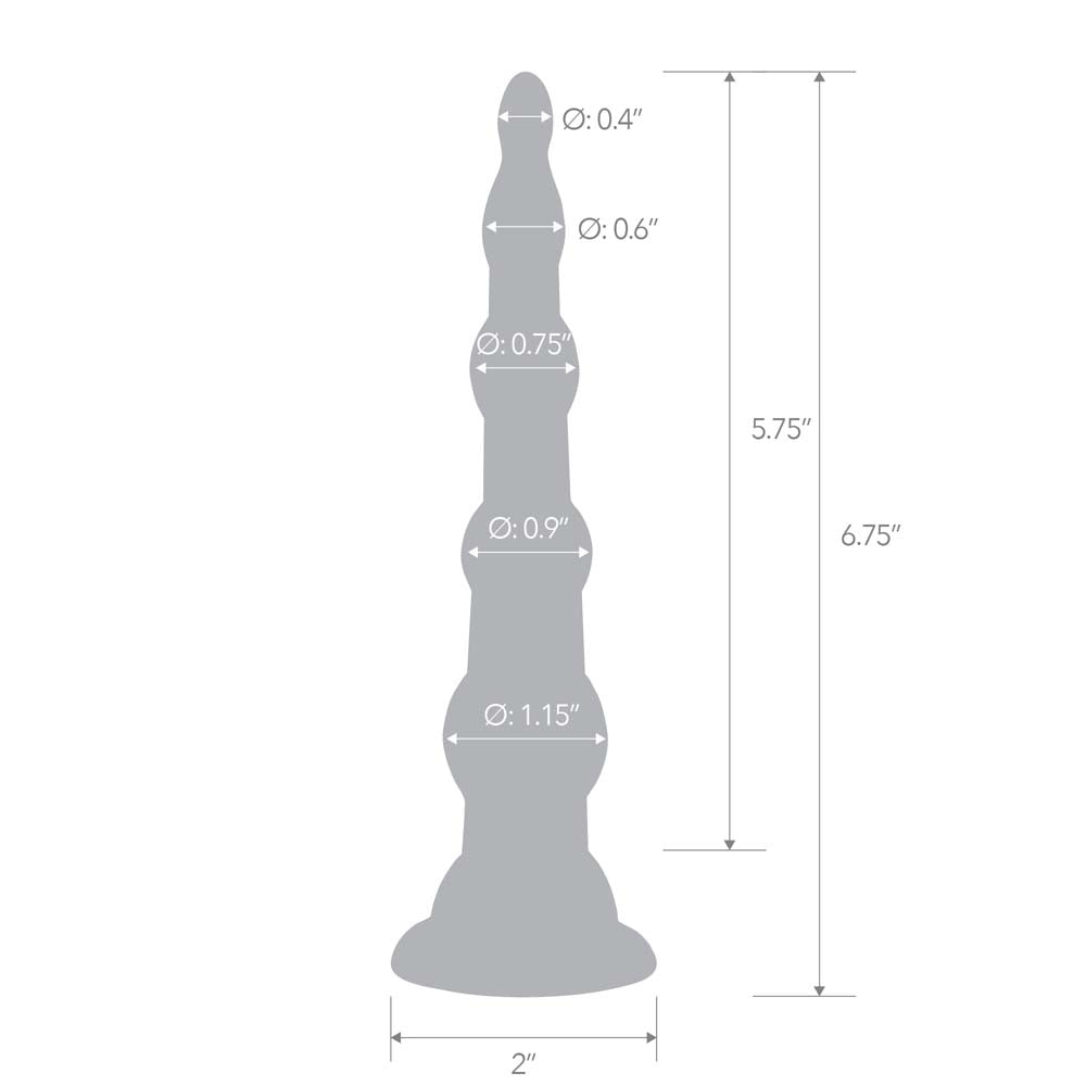Size and measurements of the Blue Line 6.75" Anal Beads With Suction Base