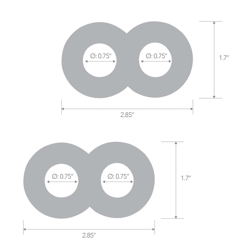 Size and measurements of the Blue Line 2-Pack Duo Cock And Ball Stamina Enhancement Ring