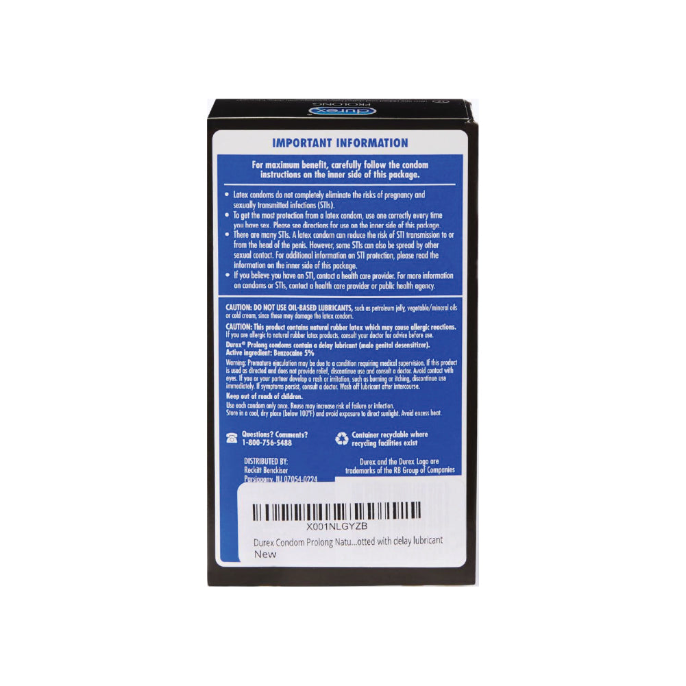 DUREX Prolong Regular Fit Densensitizer Lubricant 12 Count Latex Condoms