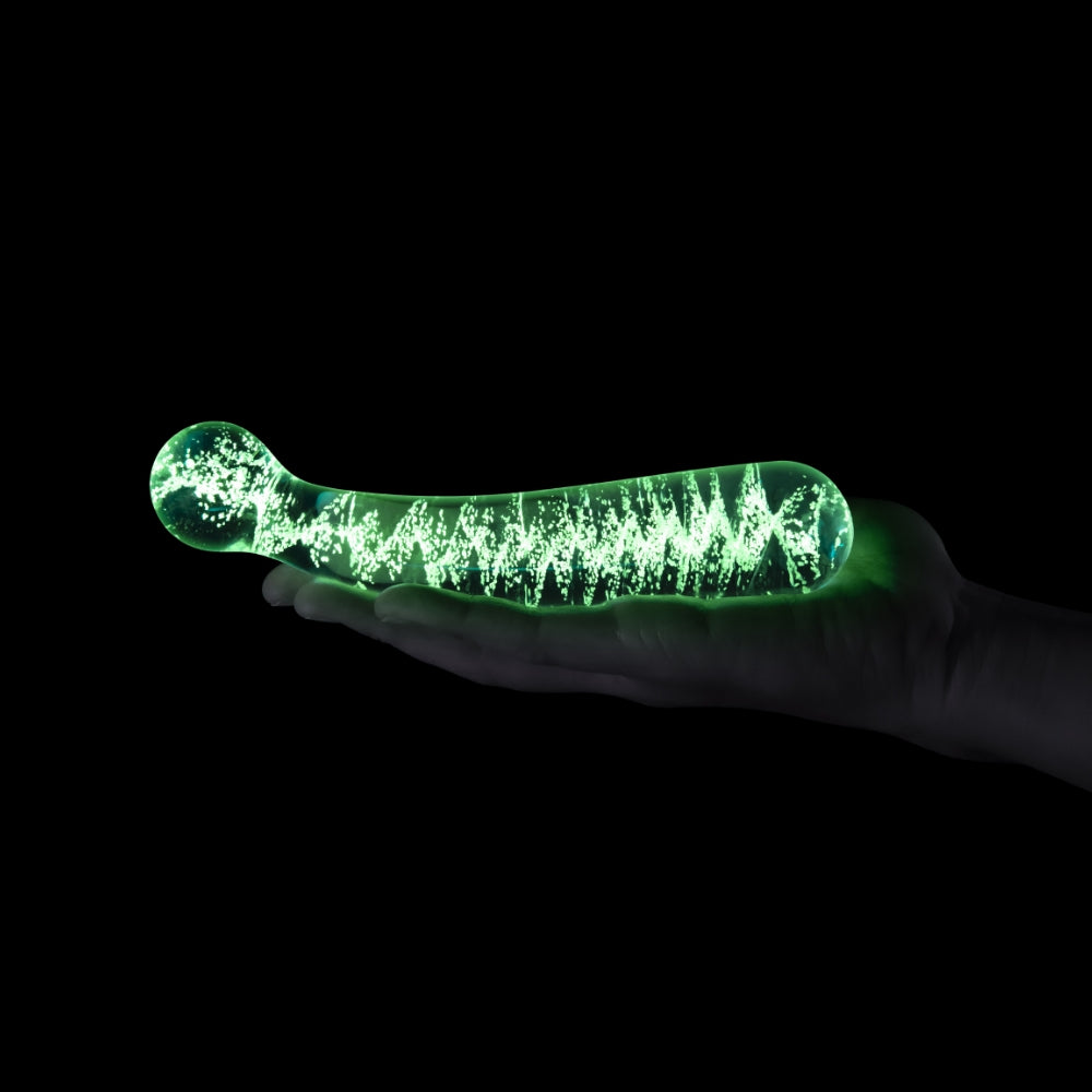 Gläs 6.5" Glow-In-The-Dark Glass Double Ended Dildo and Butt Plug