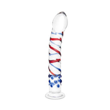 Gläs 7" Swirly and Nubby Curved Glass Dildo with Tapered Base