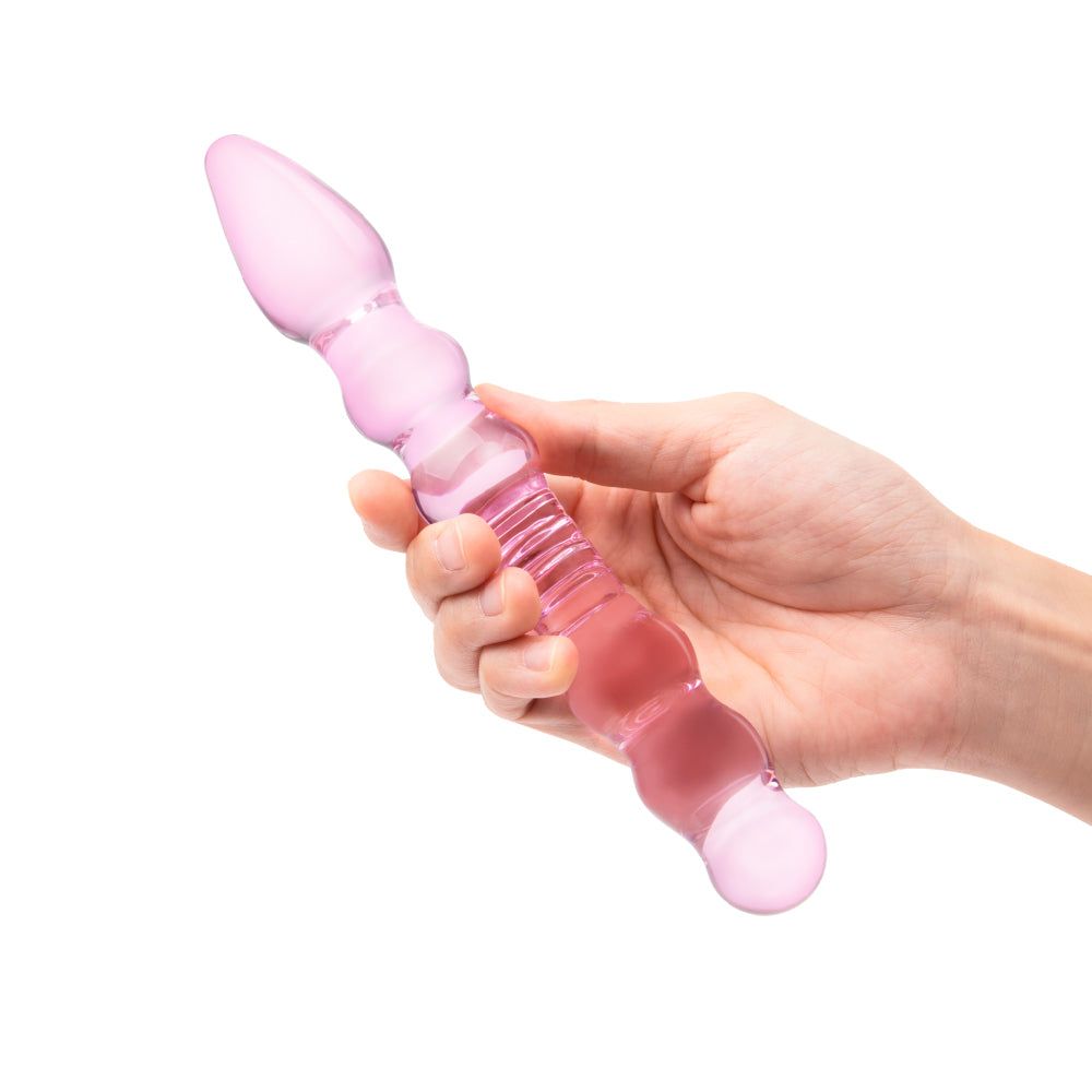 8" Pink Double Ended Beaded Dildo