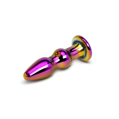 Gläs Iridescent Chrome Butt Plug with Single Bead