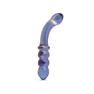 Gläs Iridescent Chrome Double Ended Bent Glass Dildo with Anal Beads