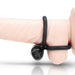 Horizontal view of dildo wearing the Mojo Apeiros vibrating cock and testicles ring