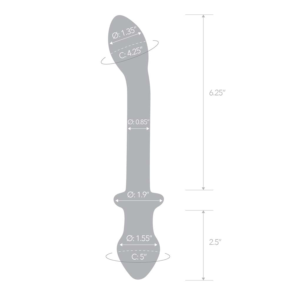 Size and measurements of the Gläs 9.5" Double Play Dual-Ended Dildo