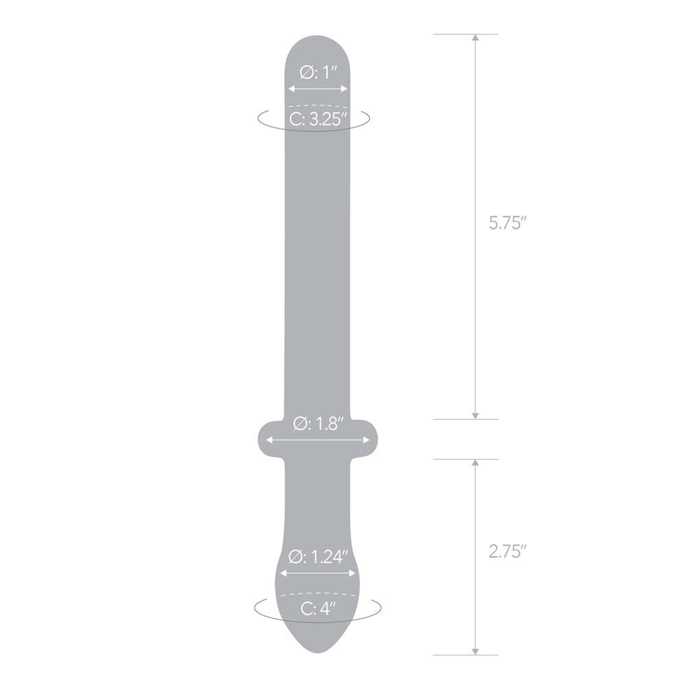 Size and measurements of the Gläs 9.25" Classic Smooth Dual-Ended Dildo