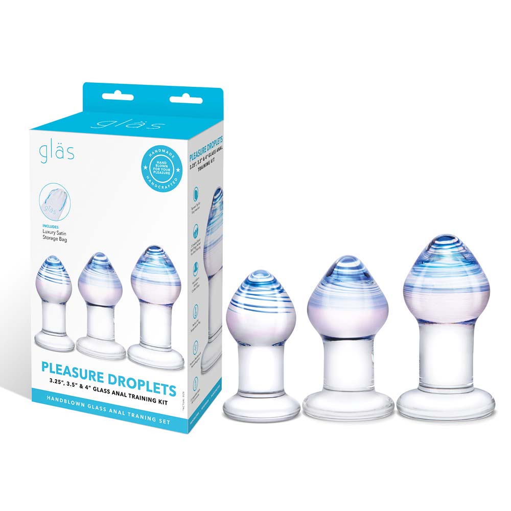 Packaging of the Gläs Pleasure Droplets Anal Training Kit