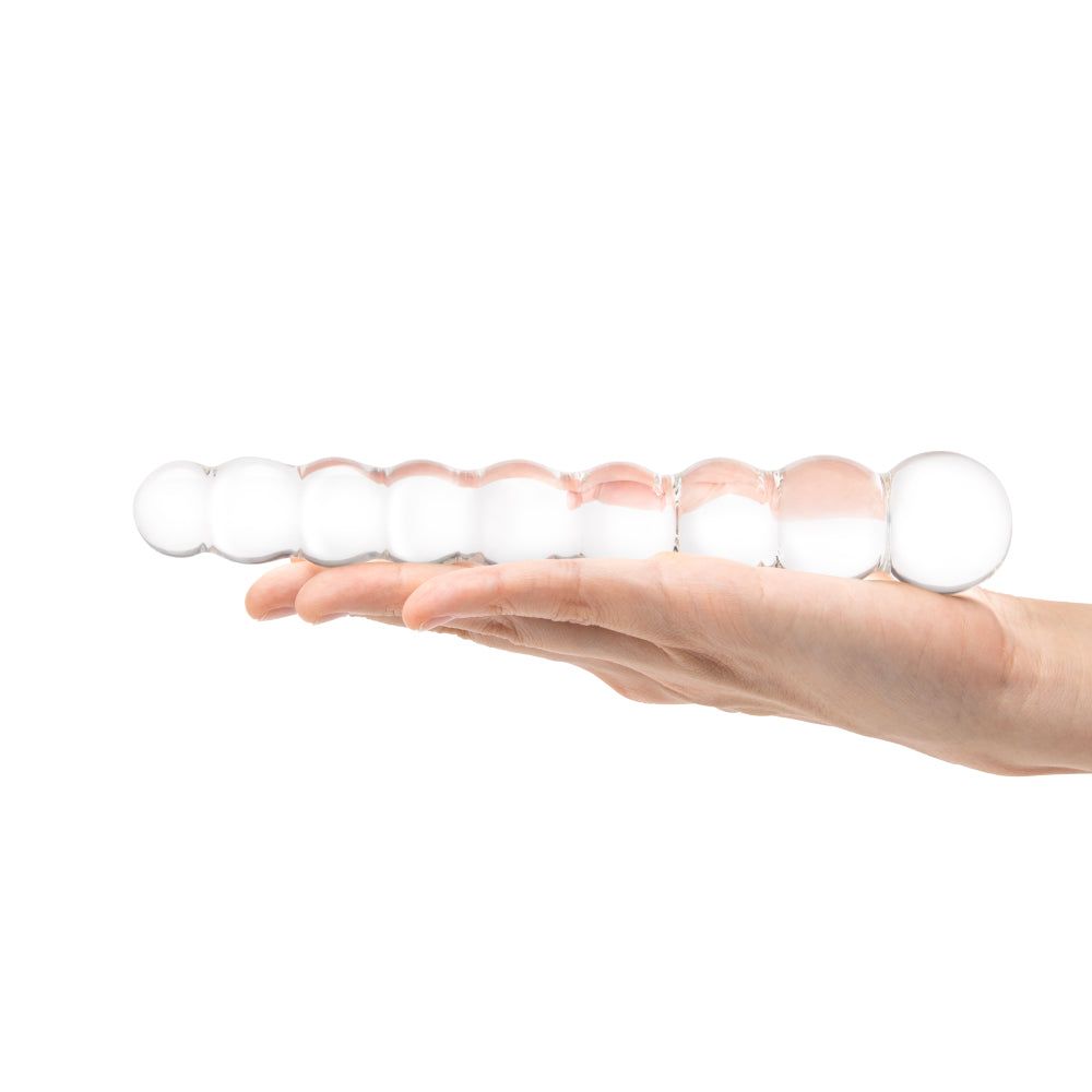 8” Beaded Clear Dildo