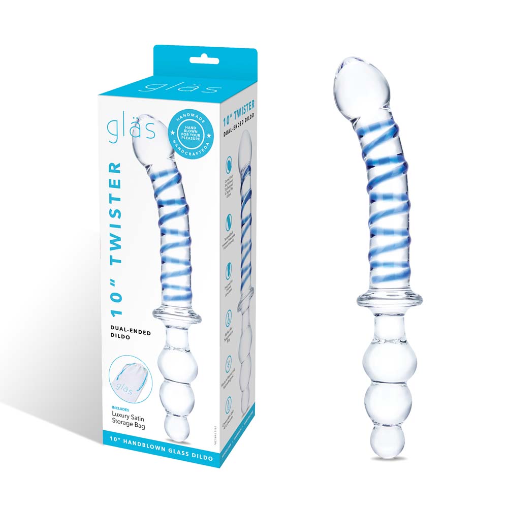 Packaging of the Gläs 10" Twister Dual-Ended Dildo