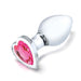 Close up view of the Heart Jeweled Anal Plug as part of the 3 Piece Gläs Heart Jewel Glass Anal Training Kit