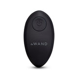 Black silicon vibrator with 'le WAND' branding on a white background