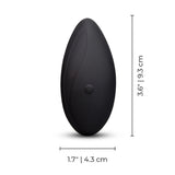 Black silcon vibrator with dimensions on a white background