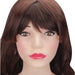 Close up view of the face of the Luvdollz Remote Controlled Life-Size Brunette Blow Up Doll