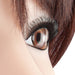 Close up view of the eye lashes of the Luvdollz Remote Controlled Life-Size Brunette Blow Up Doll