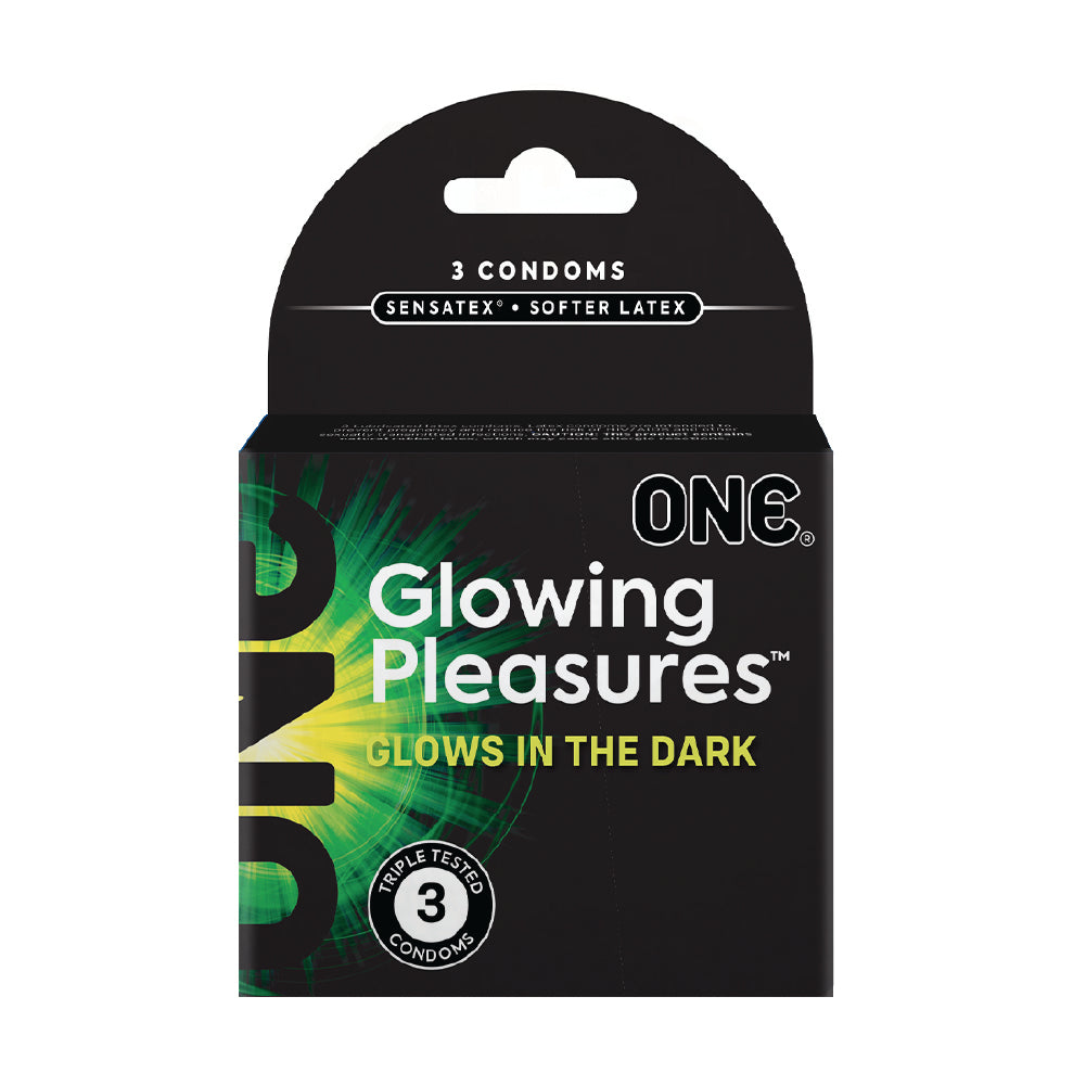 ONE Glowing Pleasure 3 Count Glow In The Dark Latex Condoms