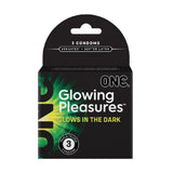 ONE Glowing Pleasure 3 Count Glow In The Dark Latex Condoms