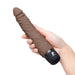 Model holding the Powercocks 7" Realistic Vibrator in Dark Brown color