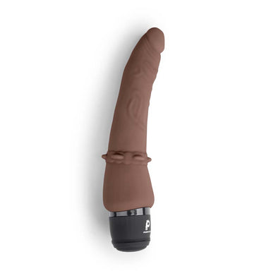 Front view of the Powercocks 7" Slim Anal Realistic Vibrator in Dark Brown color
