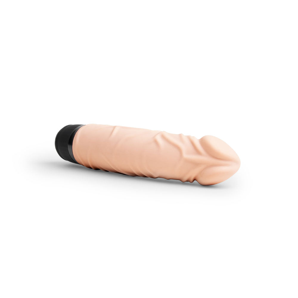 Horizontal back view of the Powercocks 6" Realistic Vibrator in Nude color