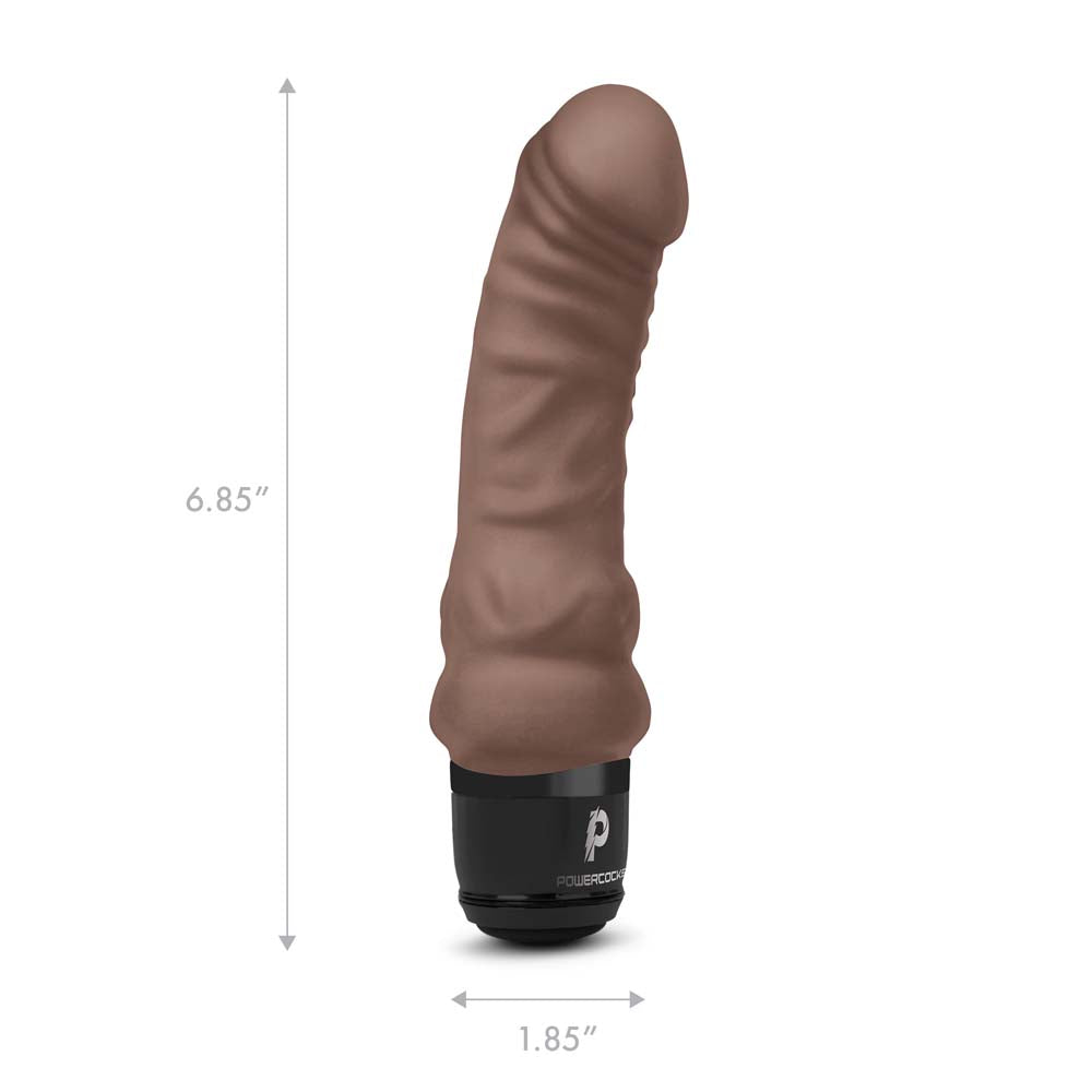 Size and measurements of the Powercocks 6" Realistic Vibrator in Dark Brown color