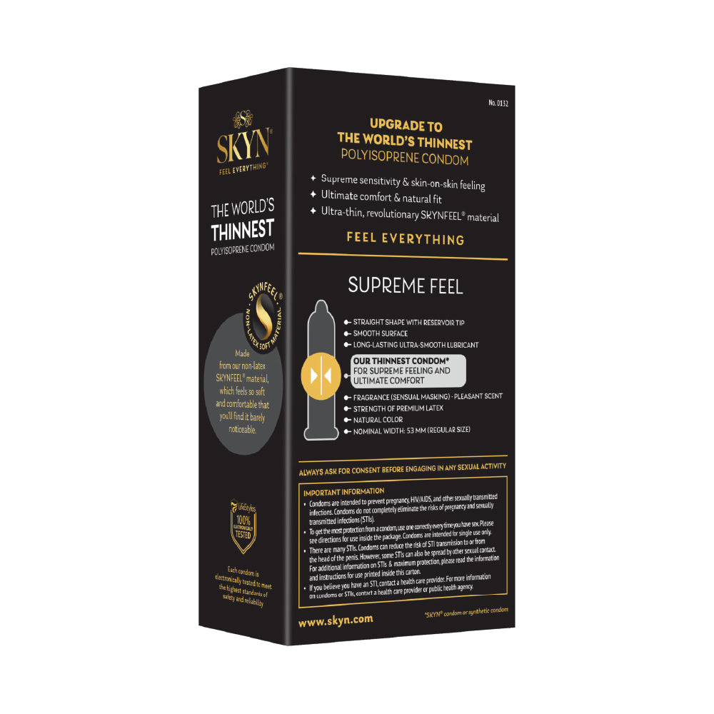 SKYN Supreme Feel 10 Count Non-Latex Lubricated Condoms