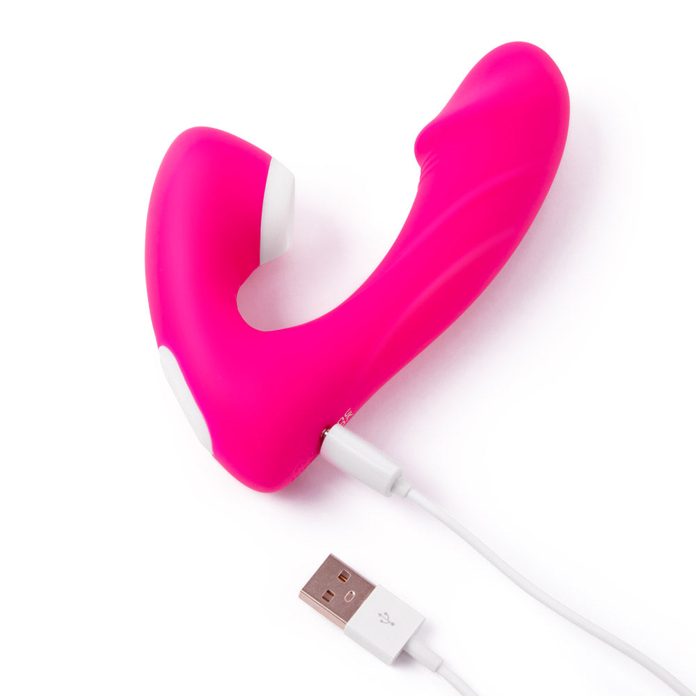 Top down view of the charging cable plugged into the Together Vibes Internal Kisses Remote Controlled Vibrator