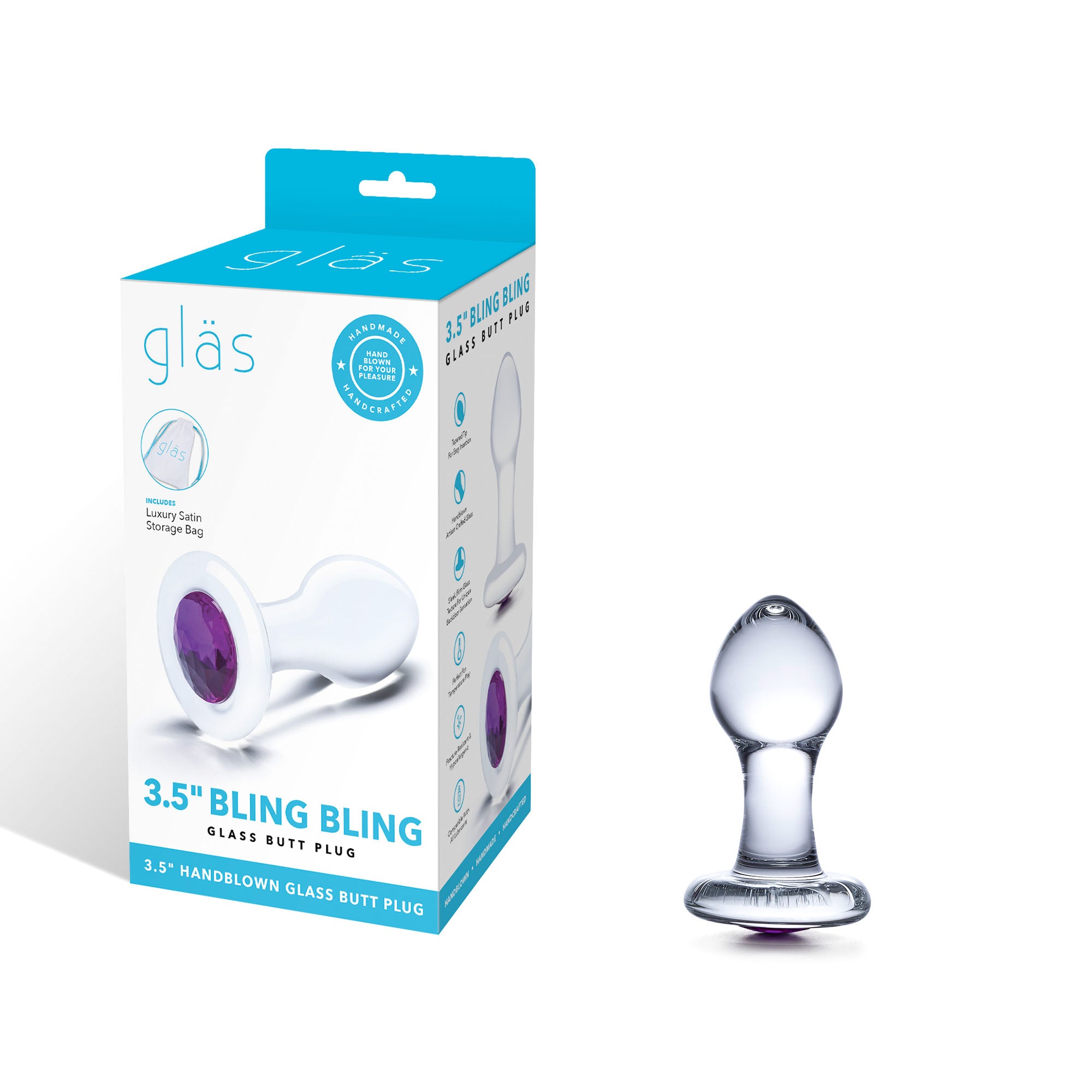 Packaging of the 3.5 inch Bling Bling Glass Butt Plug