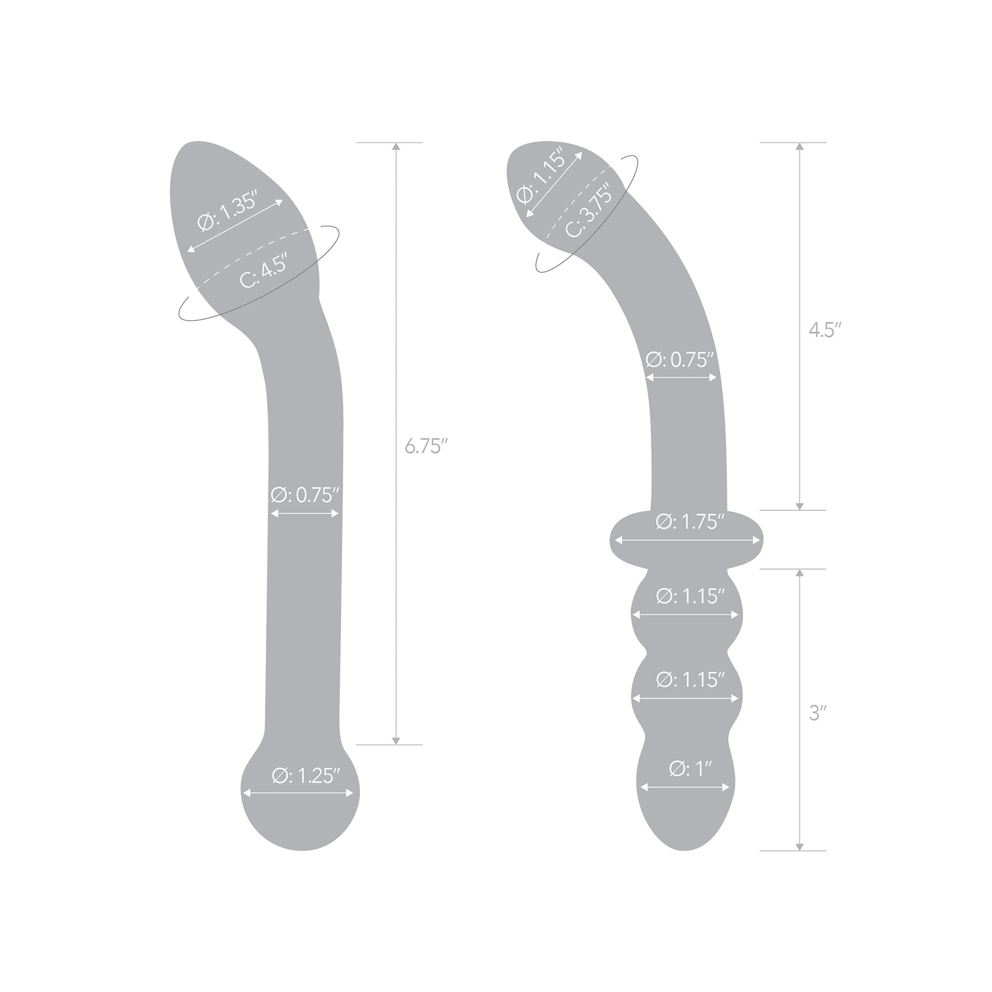 Specifications of the G-Spot Pleasure Glass Dildo and Butt Plug Set