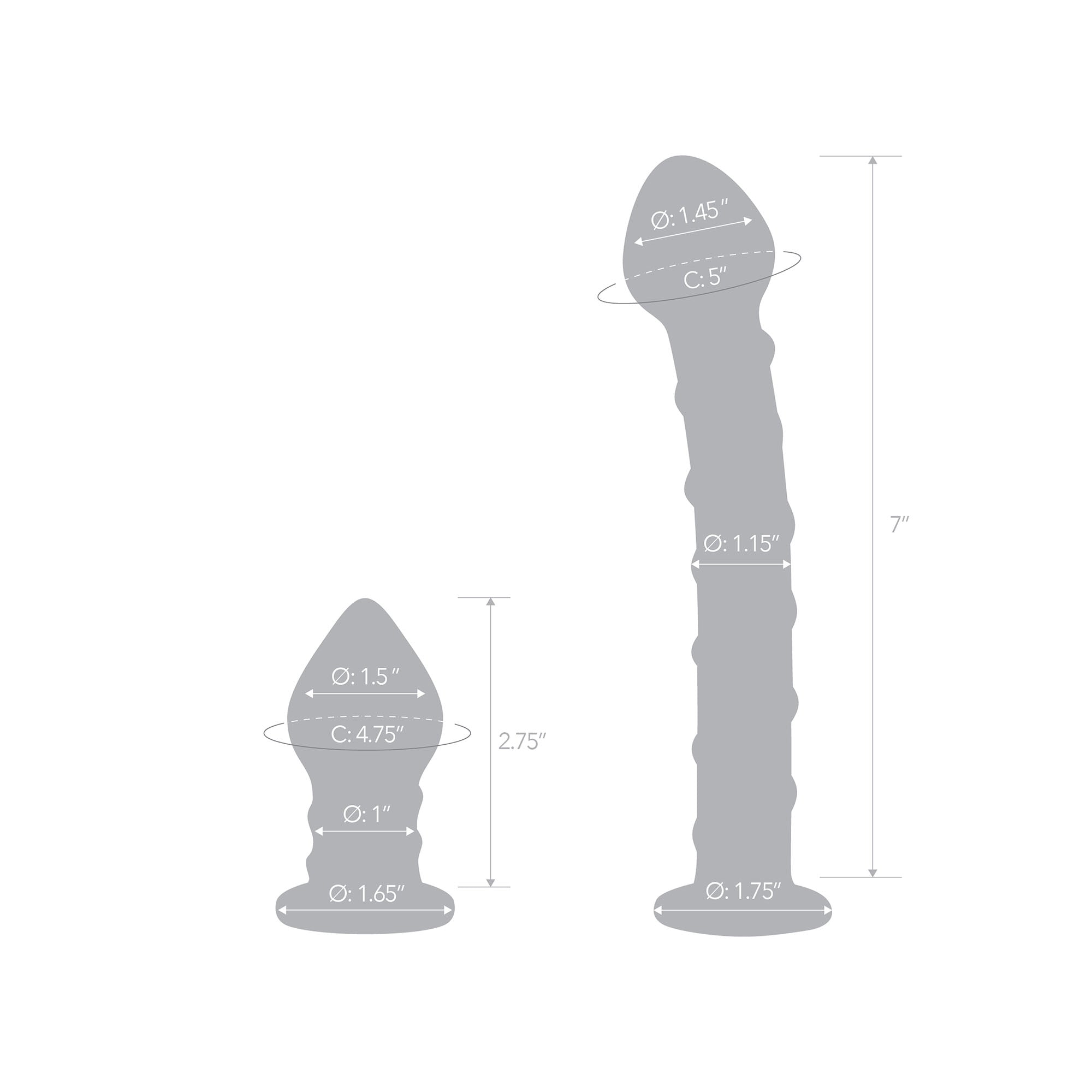 Specifications of the Double Penetration Glass Swirly Dildo & Butt Plug Set
