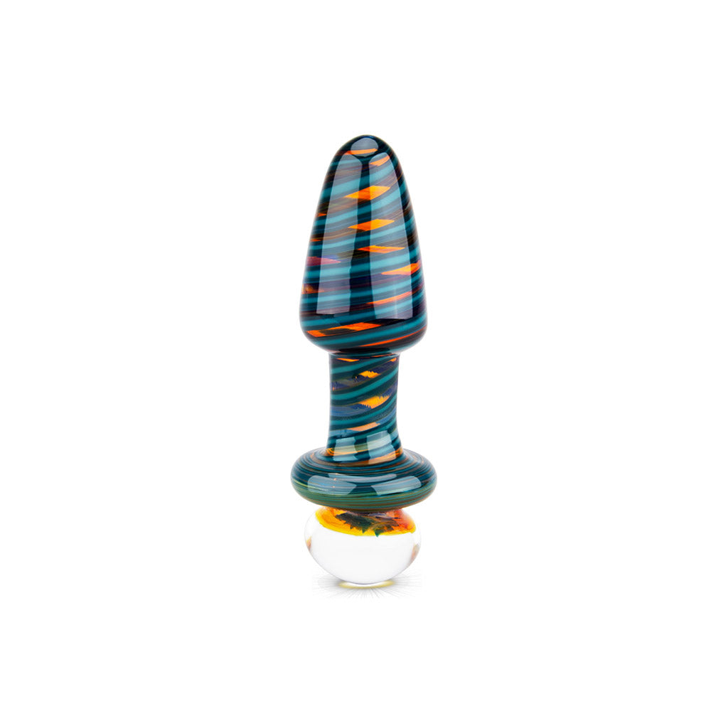 The Gläs Candy Stripe Green Glass Butt Plug at glastoy.com