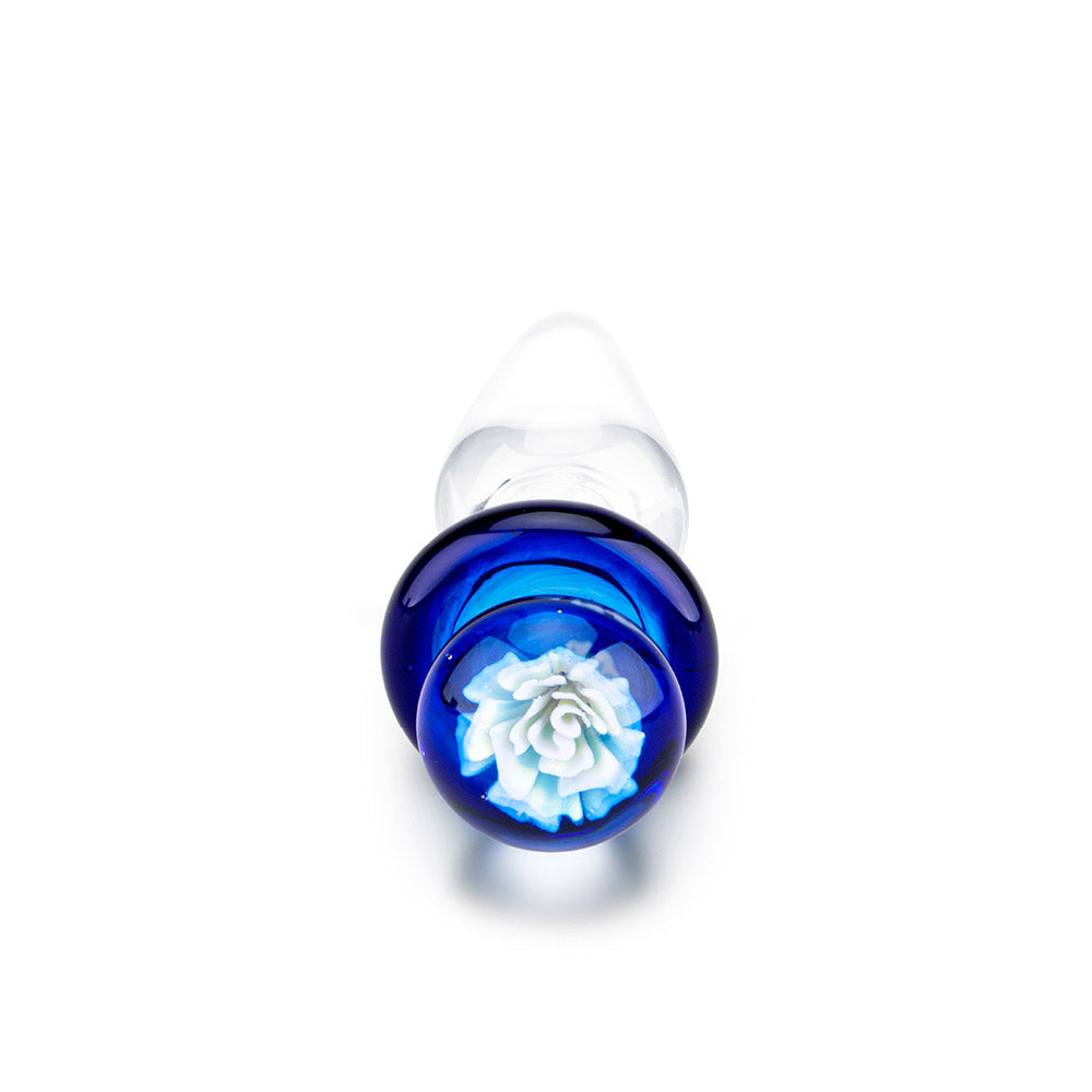 The Gläs Diamond Ice Atlantic Blue Clear Glass Butt Plug at glastoy.com 