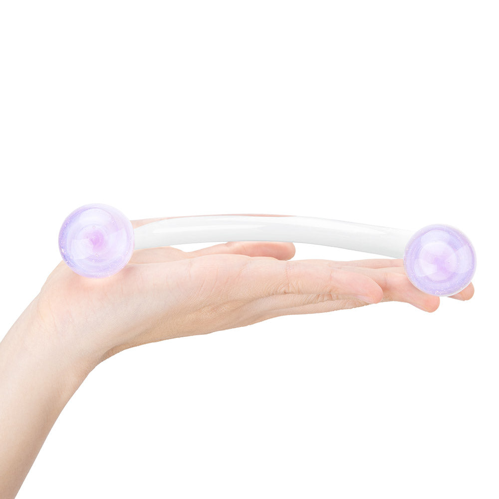 The Gläs Double Bulb Lavender Ash Glass Dildo and Anal Toy at glastoy.com 