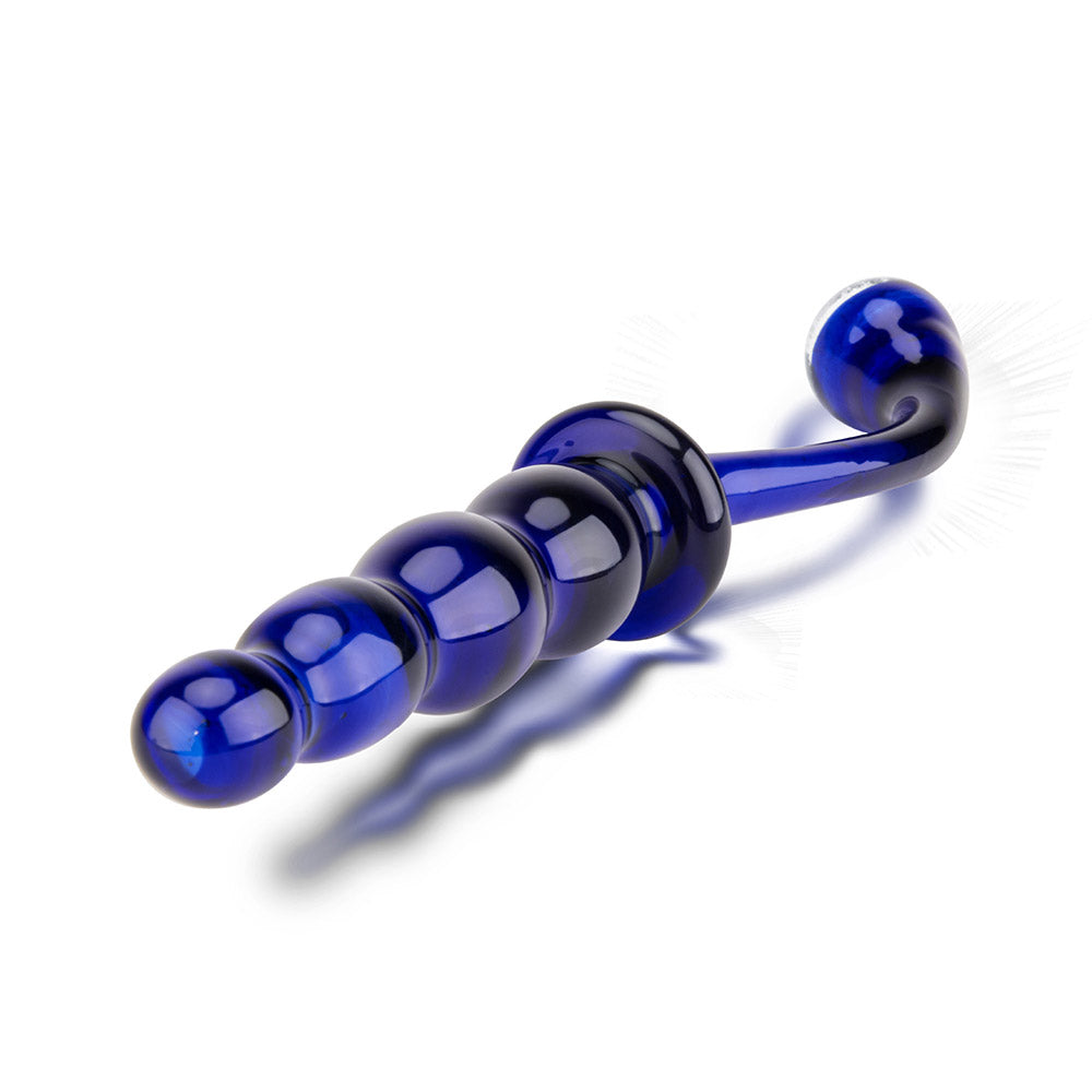 The Gläs Galaxy Blue Double Ended Glass Dildo and Butt Plug at glastoy.com 