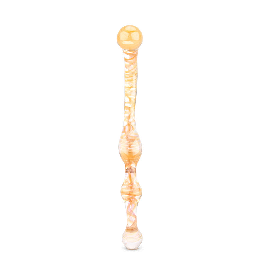 The Gläs Golden Orange Glass Wand Double Dildo and Anal Toy at glastoy.com