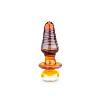 The Gläs Lollipop Butterscotch Brown Glass Butt Plug at glastoy.com