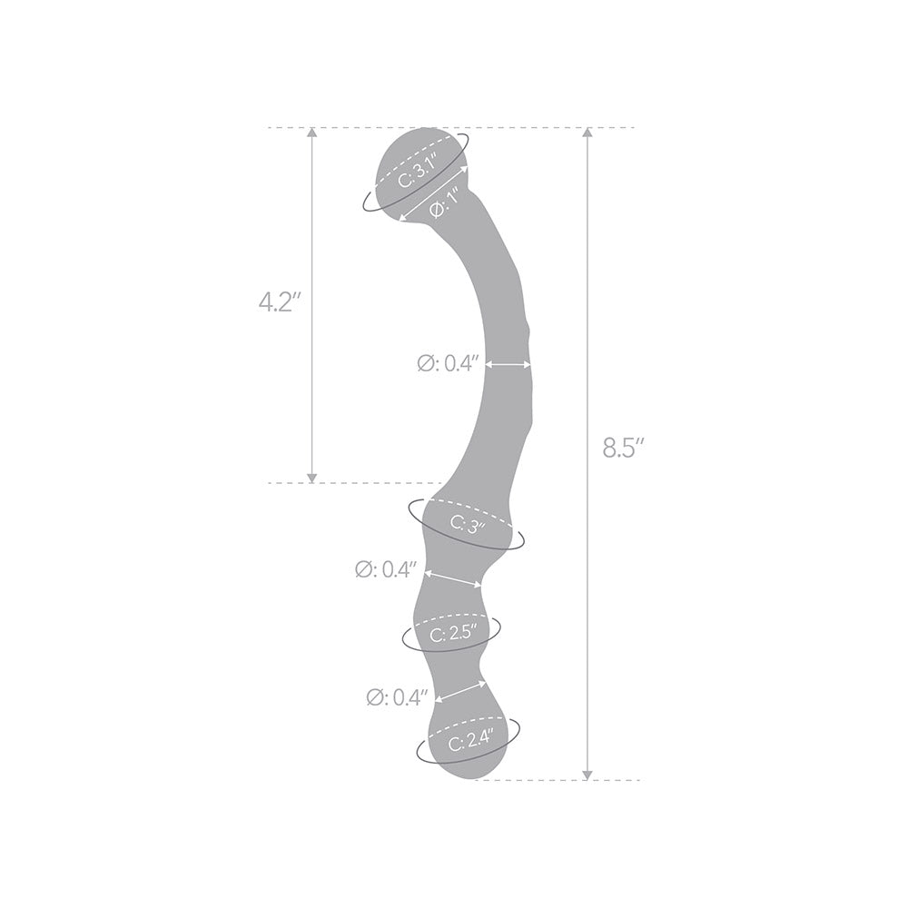 Specifications of The Gläs Mystic Green Flower Double Ended Glass Dildo and Anal Toy at glastoy.com