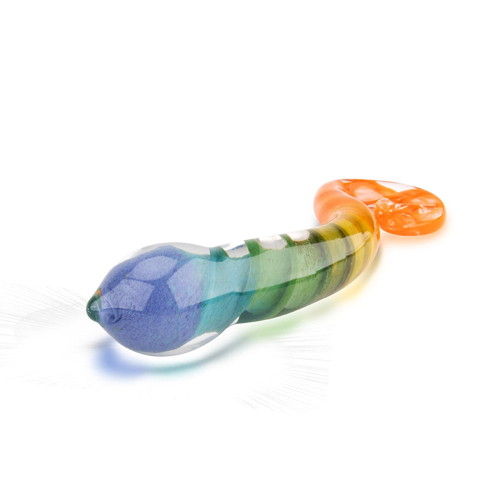 The Gläs Rainbow Spiral G-Spot Nub Glass Dildo at glastoy.com