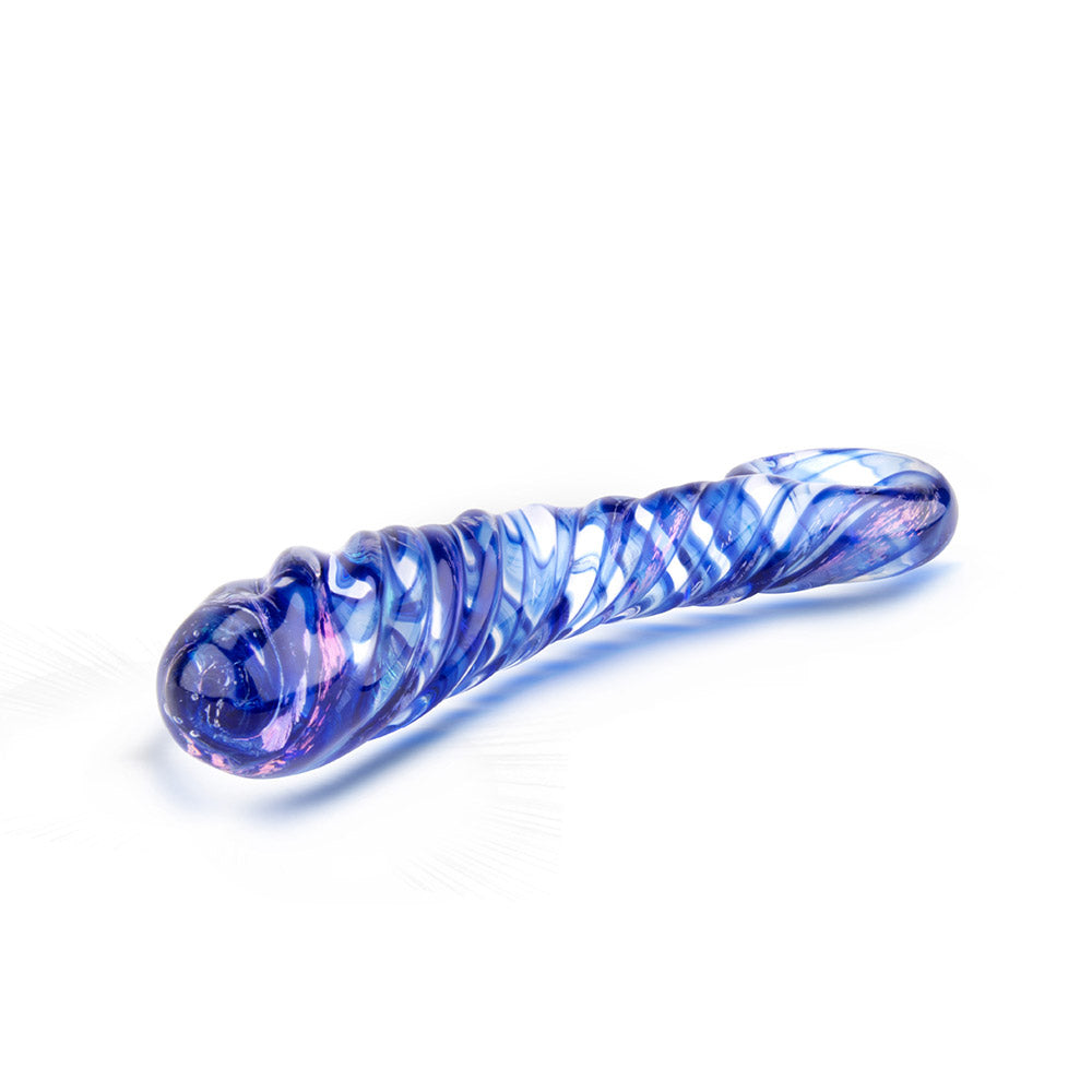 The Gläs Spiral Aqua Blue Glass Dildo at glastoy.com