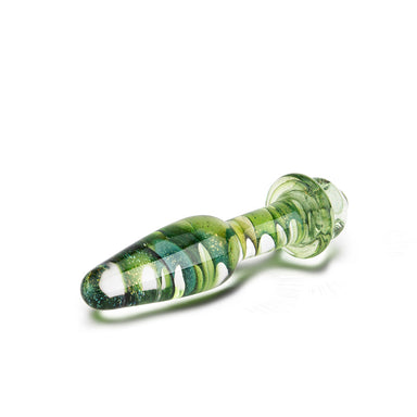 The Gläs Tornado Olive Oil Green Glass Butt Plug at glastoy.com